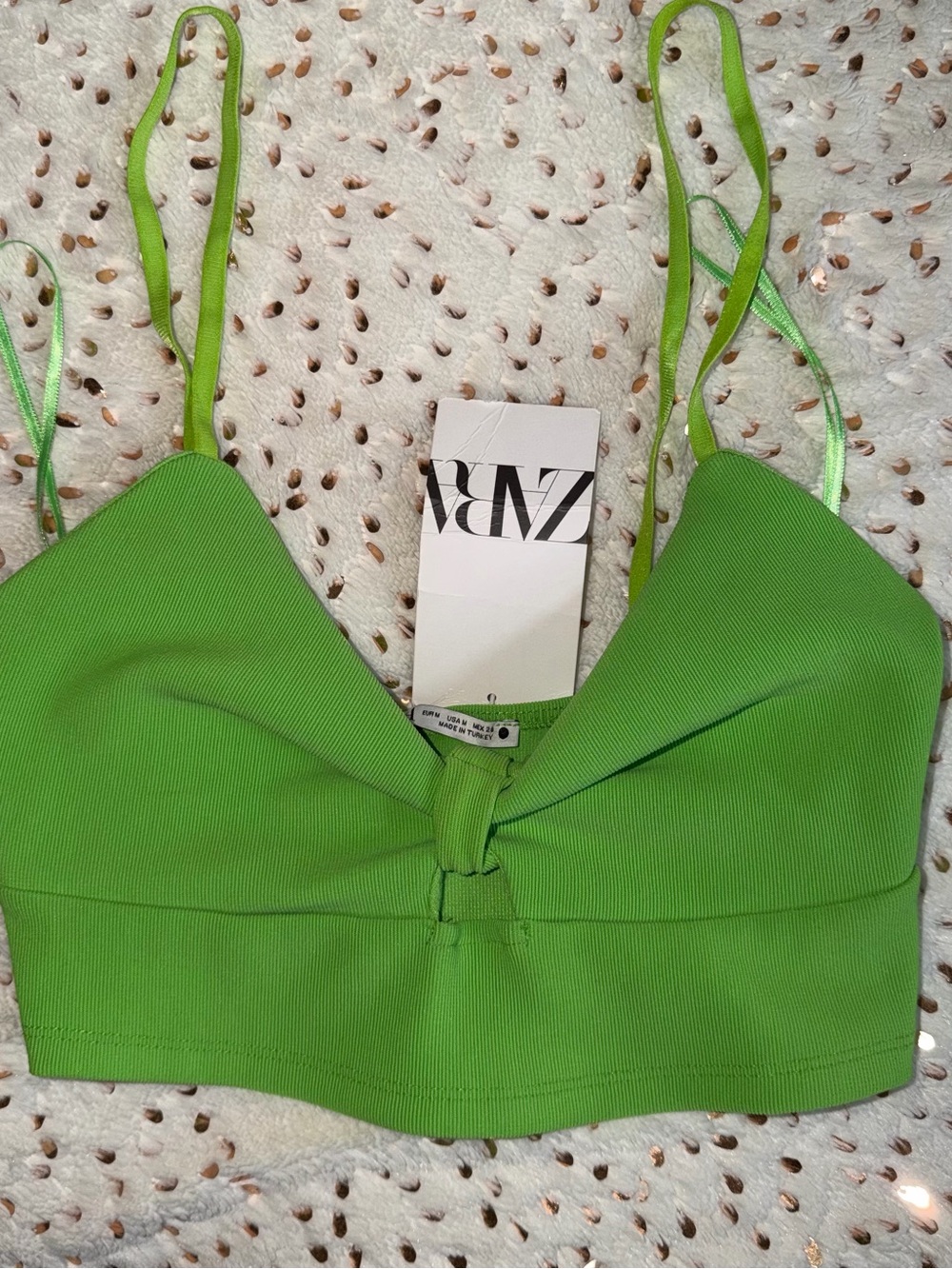 ZARA Bright Lime Knot-Front Crop Top